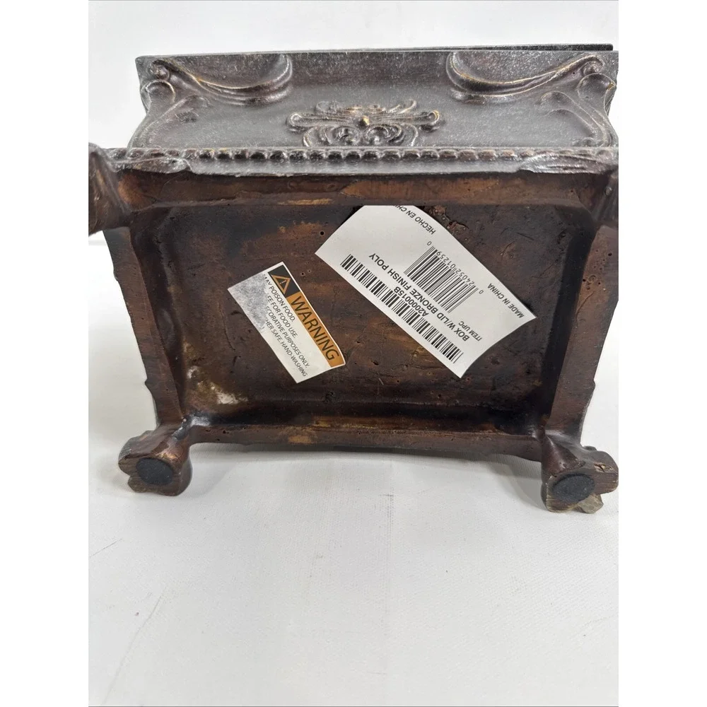 Jewelry Box W/Lid Bronze Finish‎ Polymer, Candy Dish, Multi Use.
